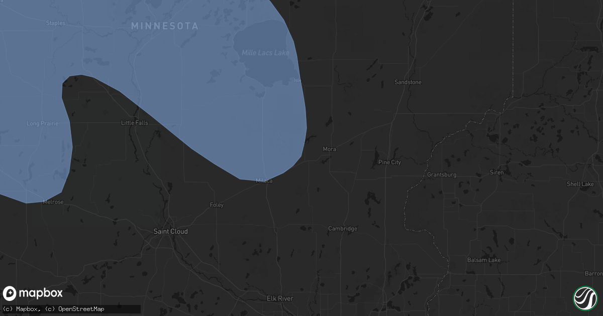 Hail map in Ogilvie, MN on July 6, 2026