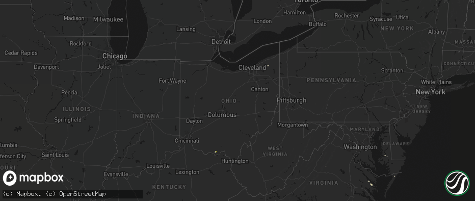 Hail map in Ohio on July 6, 2026