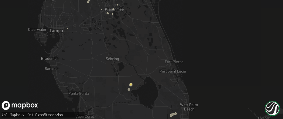 Hail map in Okeechobee, FL on July 6, 2026
