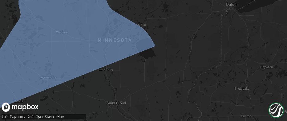 Hail map in Onamia, MN on July 6, 2026
