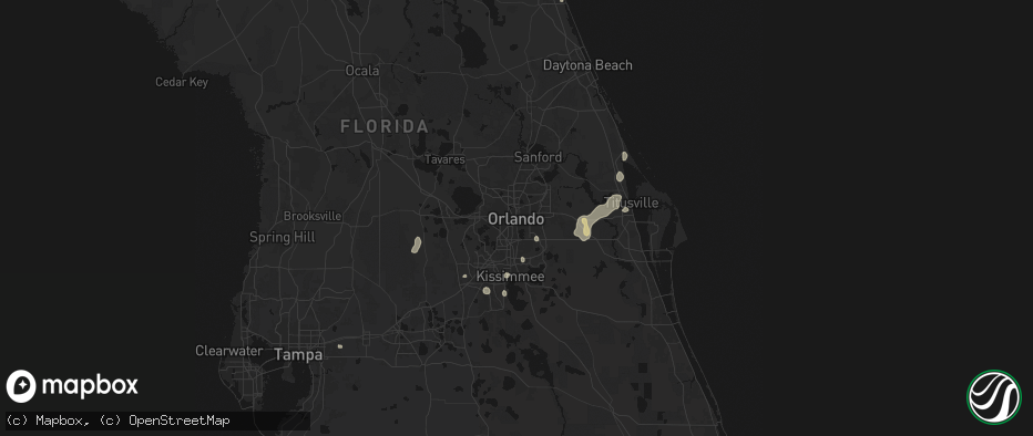 Hail map in Orlando, FL on July 6, 2026