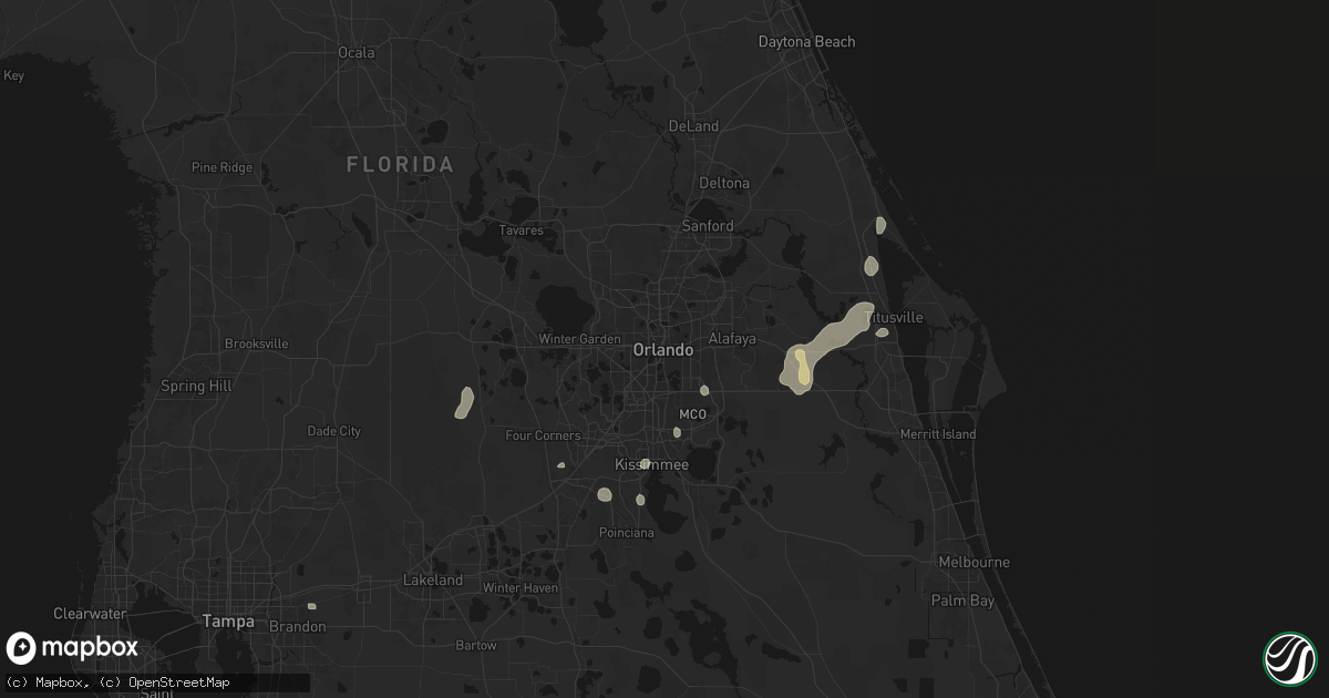 Hail map in Orlando, FL on July 6, 2026