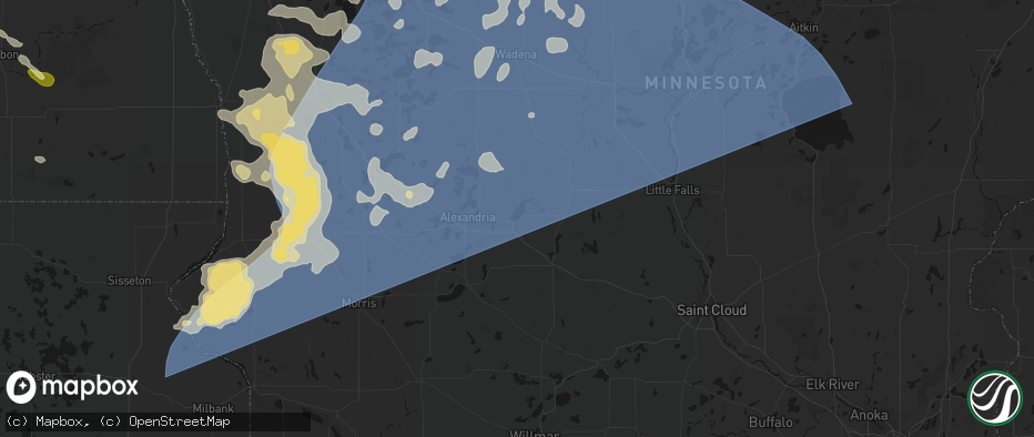 Hail map in Osakis, MN on July 6, 2026