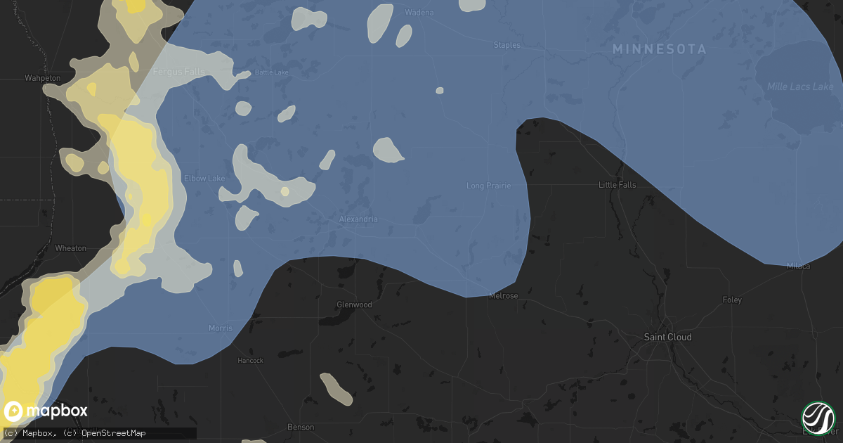 Hail map in Osakis, MN on July 6, 2026
