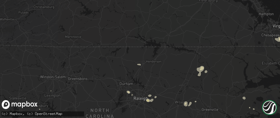 Hail map in Oxford, NC on July 6, 2026