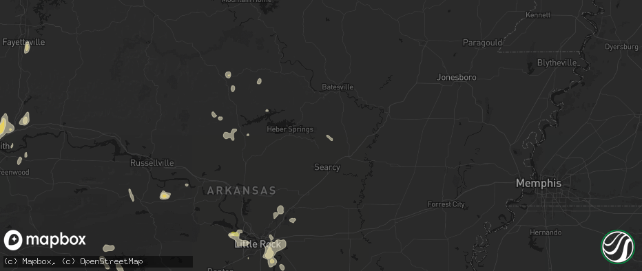Hail map in Pangburn, AR on July 6, 2026
