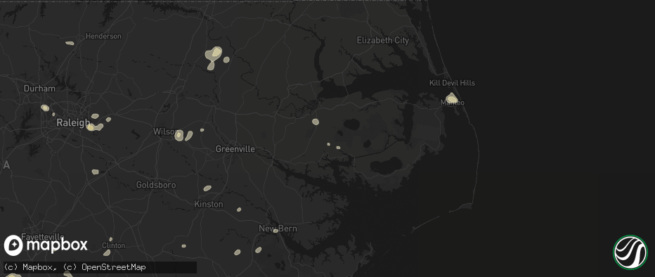 Hail map in Pantego, NC on July 6, 2026