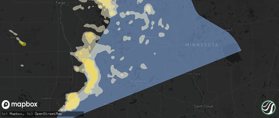Hail map in Parkers Prairie, MN on July 6, 2026