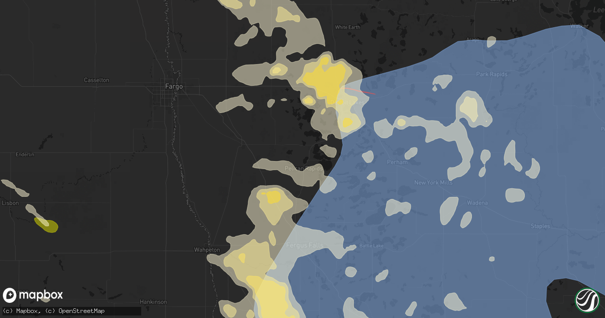Hail map in Pelican Rapids, MN on July 6, 2026
