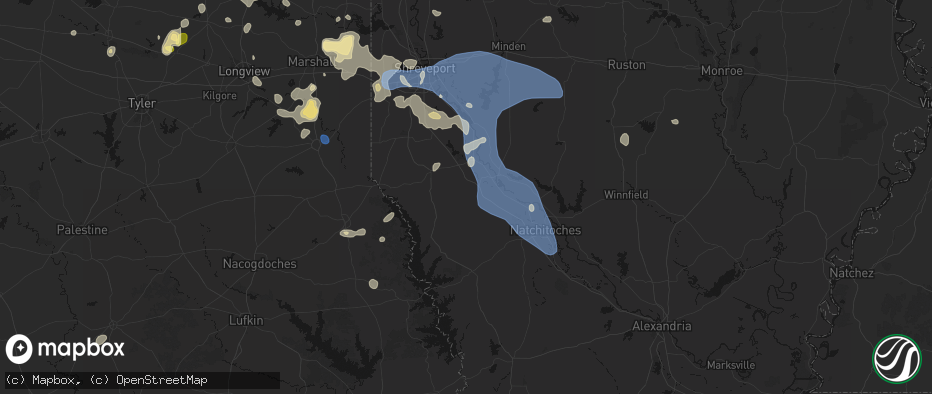 Hail map in Pelican, LA on July 6, 2026