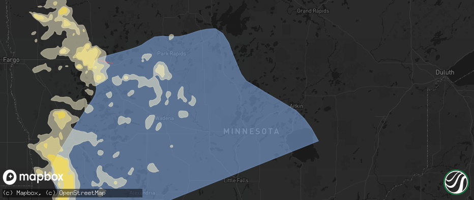 Hail map in Pequot Lakes, MN on July 6, 2026