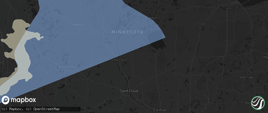 Hail map in Pierz, MN on July 6, 2026