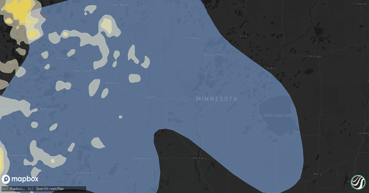 Hail map in Pillager, MN on July 6, 2026