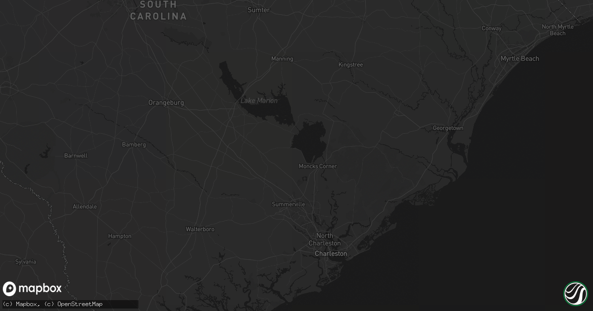 Hail map in Pinopolis, SC on July 6, 2026