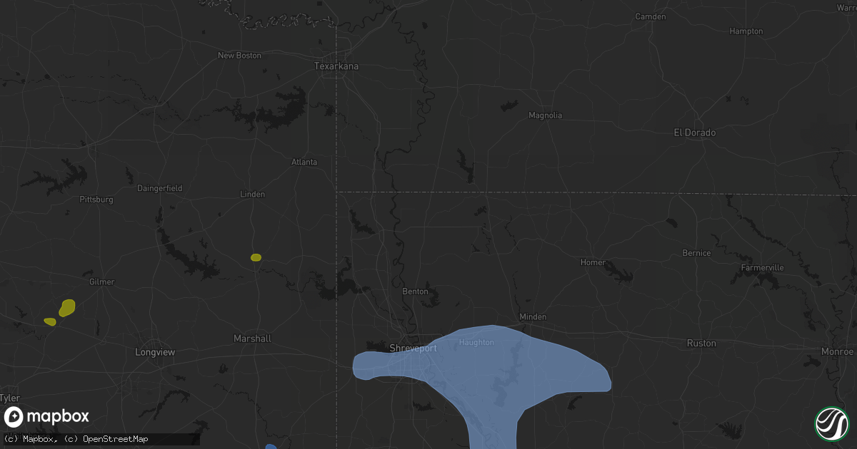Hail map in Plain Dealing, LA on July 6, 2026