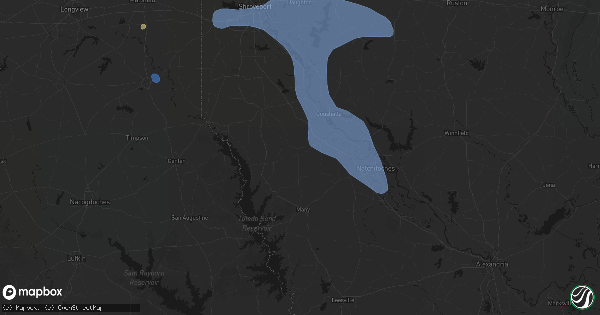 Hail map in Pleasant Hill, LA on July 6, 2026