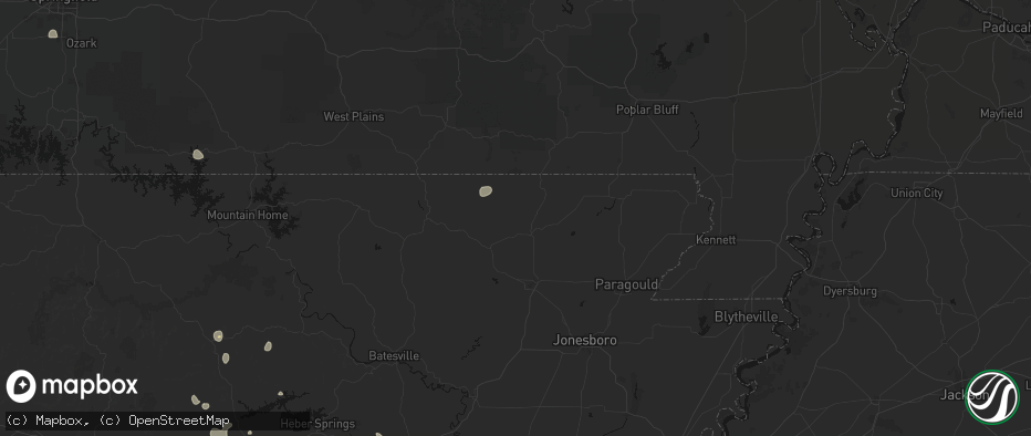 Hail map in Pocahontas, AR on July 6, 2026