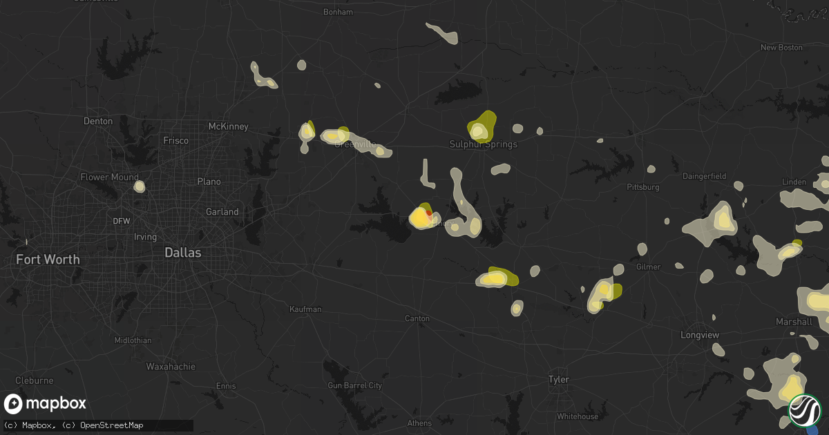 Hail map in Point, TX on July 6, 2026