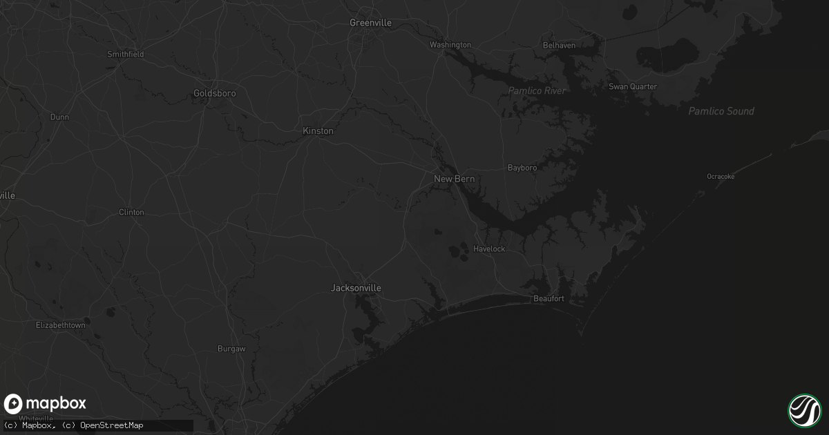 Hail map in Pollocksville, NC on July 6, 2026