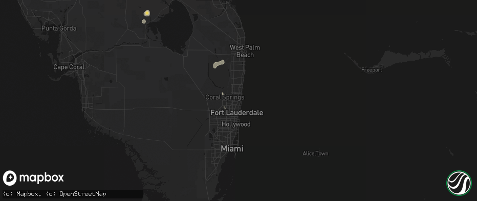Hail map in Pompano Beach, FL on July 6, 2026
