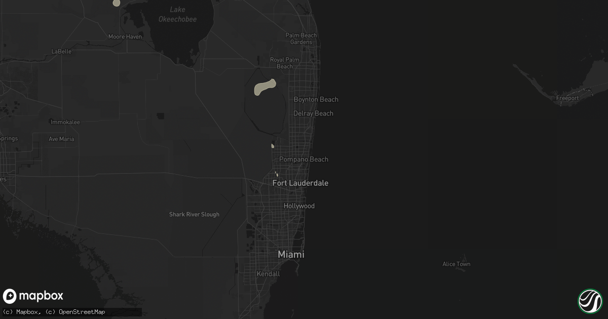 Hail map in Pompano Beach, FL on July 6, 2026