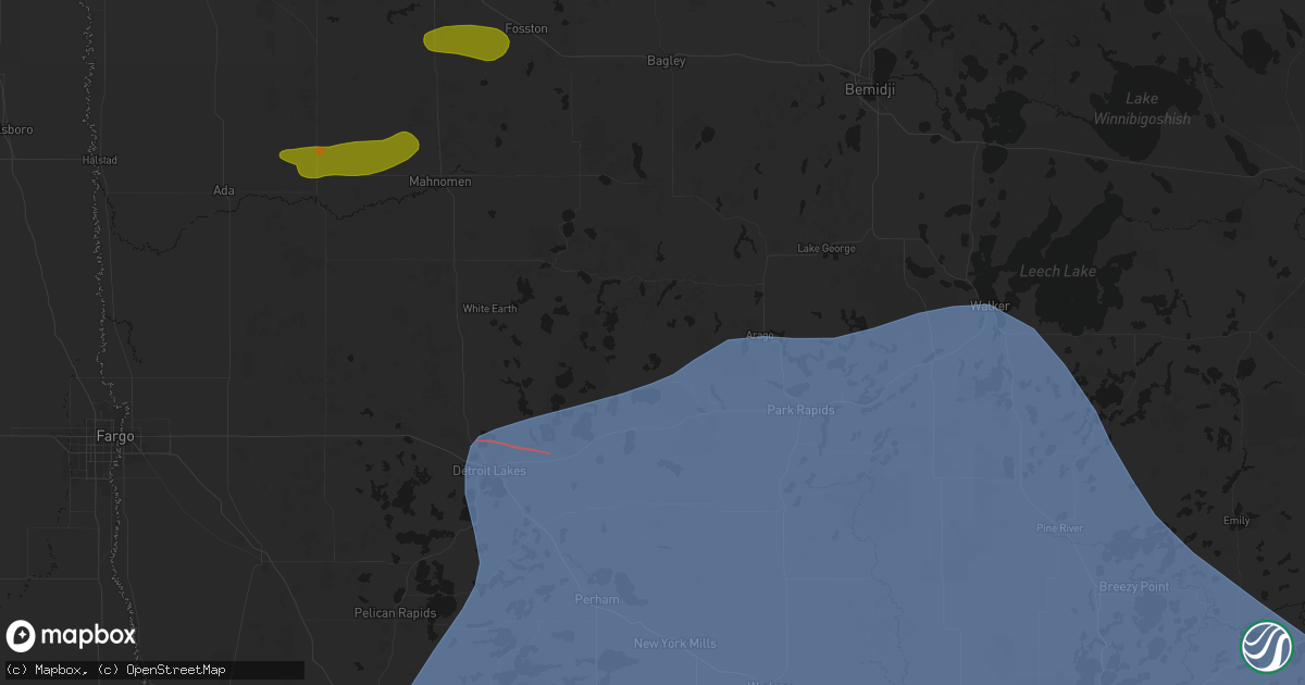 Hail map in Ponsford, MN on July 6, 2026
