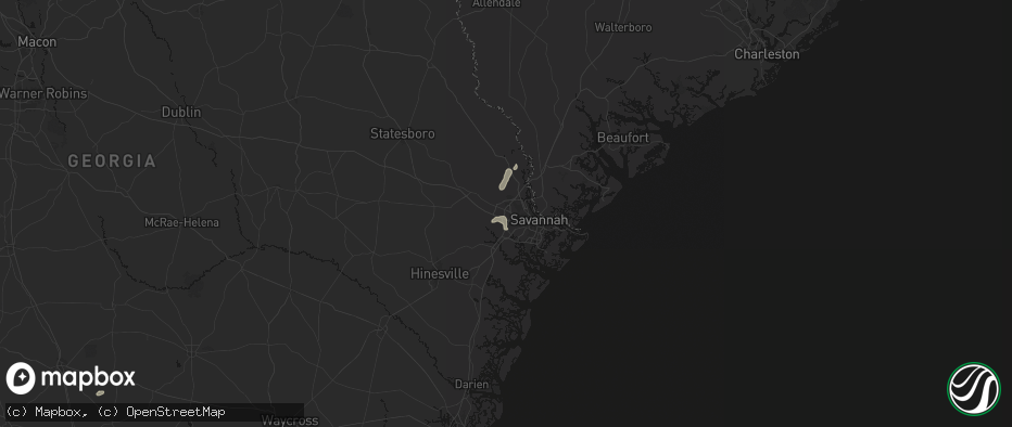 Hail map in Pooler, GA on July 6, 2026