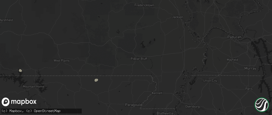 Hail map in Poplar Bluff, MO on July 6, 2026