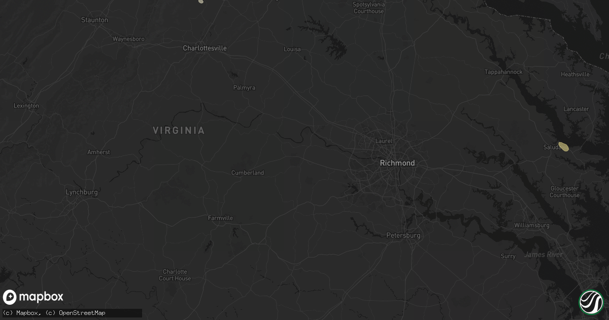 Hail map in Powhatan, VA on July 6, 2026