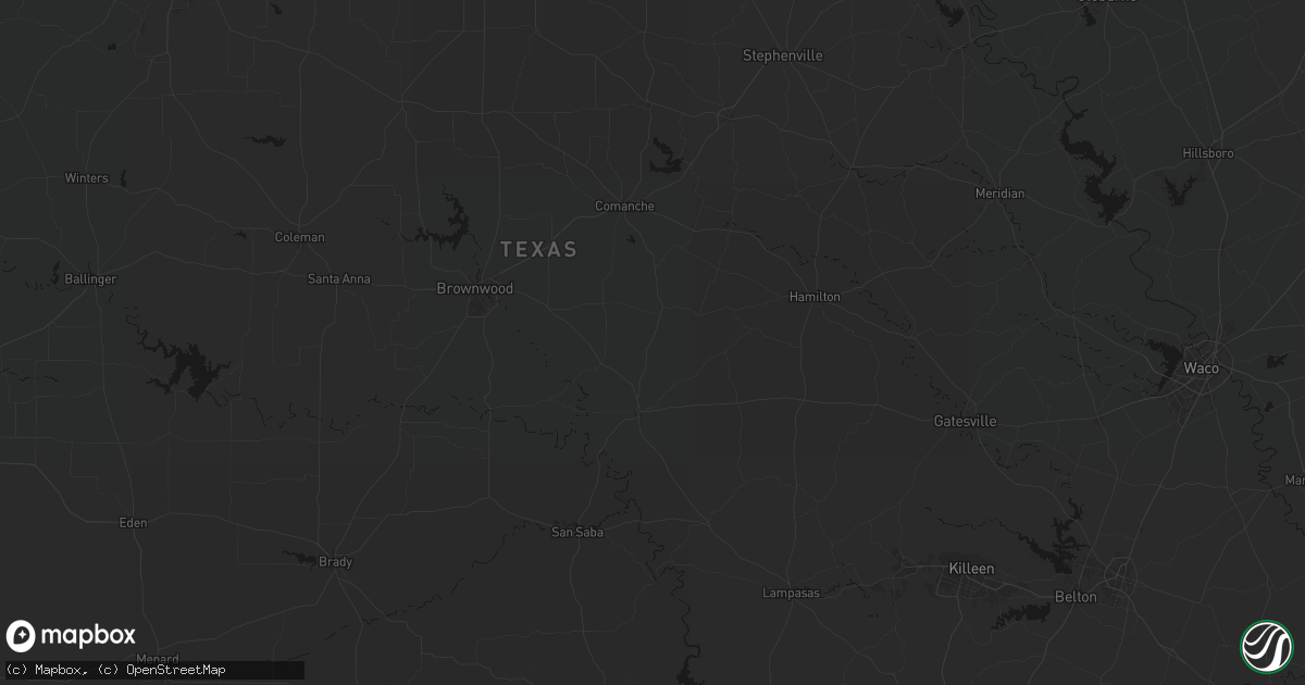 Hail map in Priddy, TX on July 6, 2026