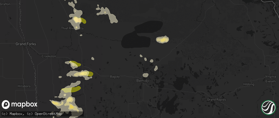 Hail map in Puposky, MN on July 6, 2026