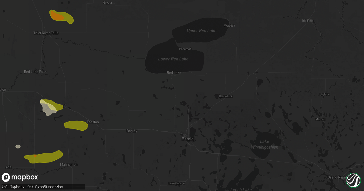 Hail map in Puposky, MN on July 6, 2026