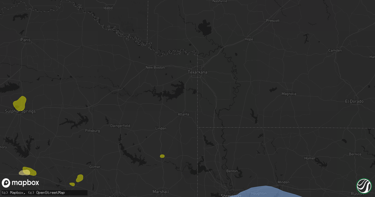 Hail map in Queen City, TX on July 6, 2026