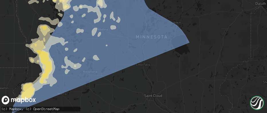 Hail map in Randall, MN on July 6, 2026