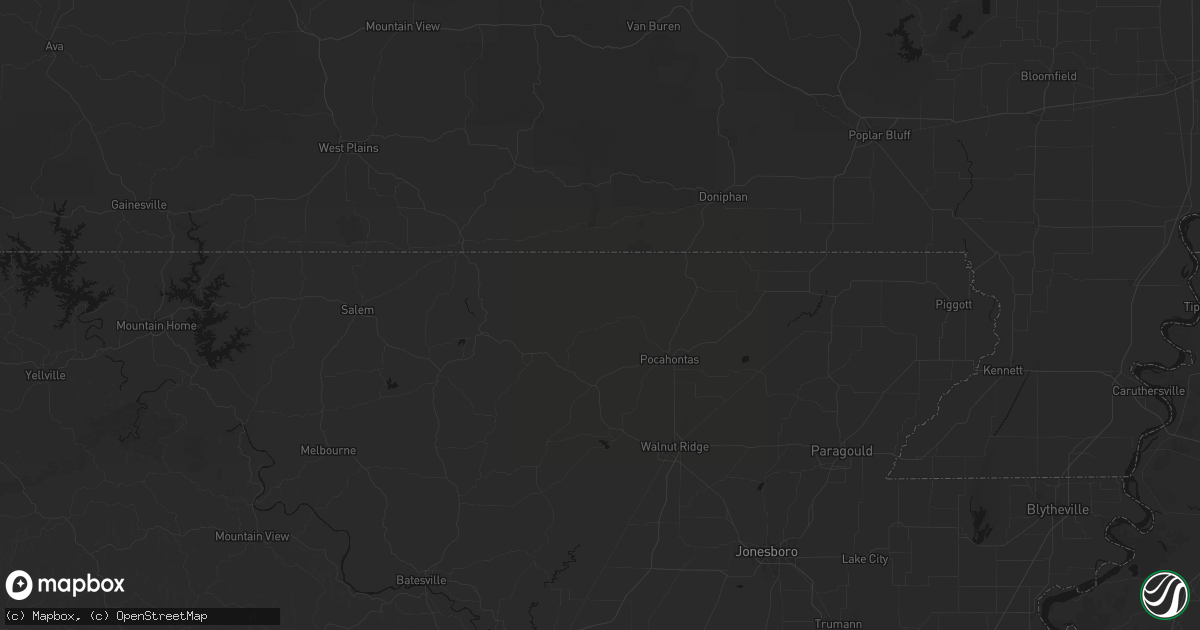 Hail map in Ravenden Springs, AR on July 6, 2026