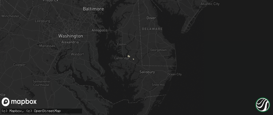 Hail map in Rhodesdale, MD on July 6, 2026