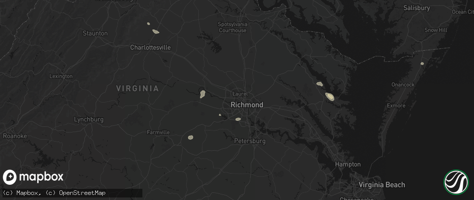 Hail map in Richmond, VA on July 6, 2026