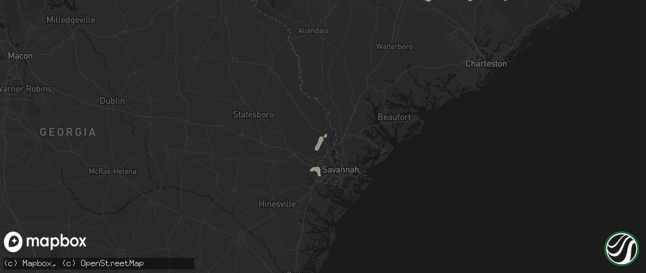 Hail map in Rincon, GA on July 6, 2026