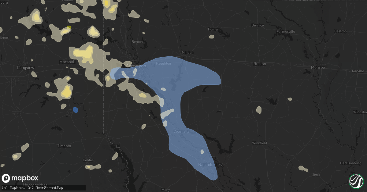 Hail map in Ringgold, LA on July 6, 2026