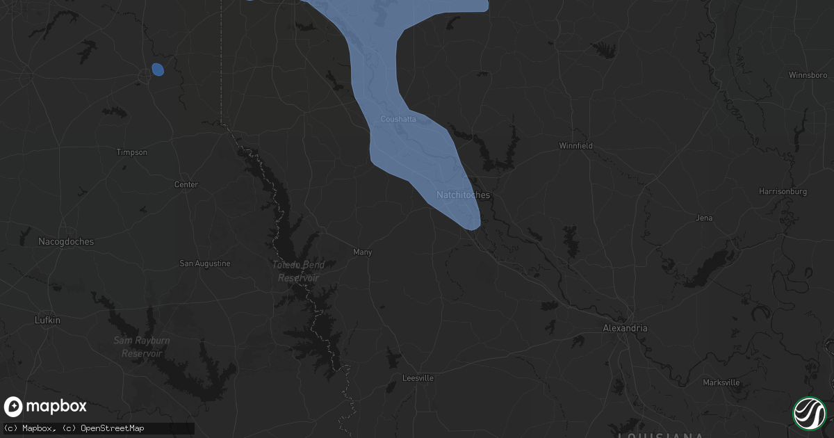 Hail map in Robeline, LA on July 6, 2026