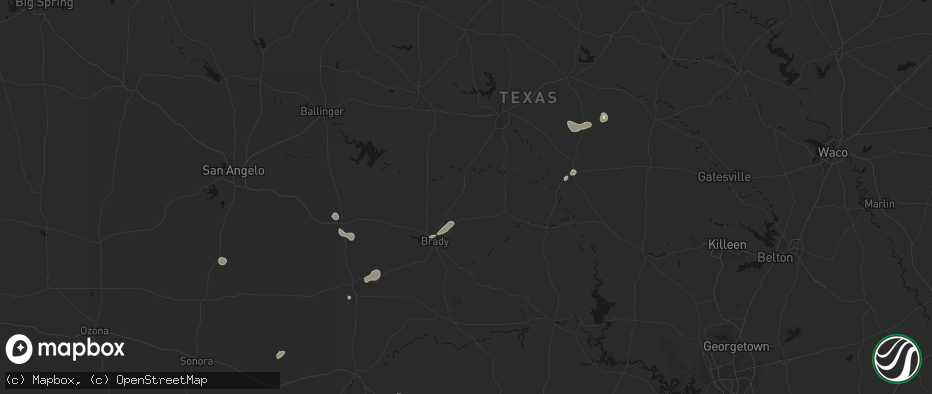 Hail map in Rochelle, TX on July 6, 2026