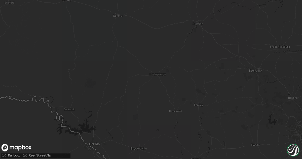 Hail map in Rocksprings, TX on July 6, 2026