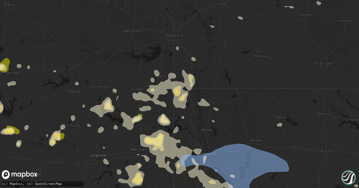 Hail map in Rodessa, LA on July 6, 2026