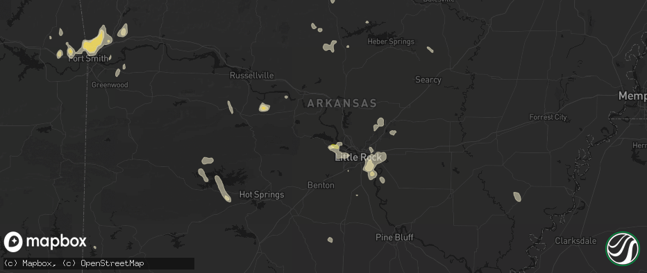 Hail map in Roland, AR on July 6, 2026