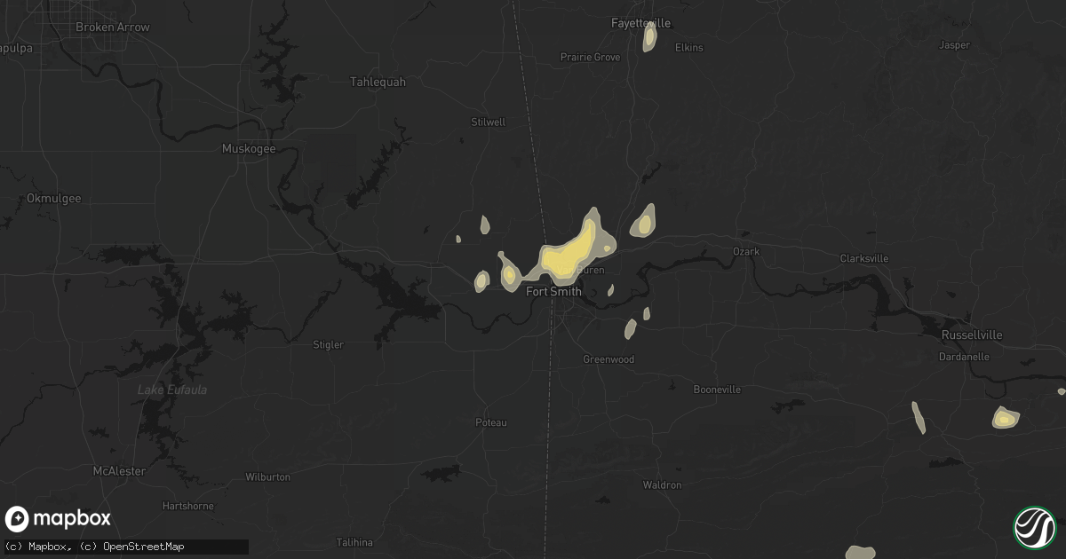 Hail map in Roland, OK on July 6, 2026
