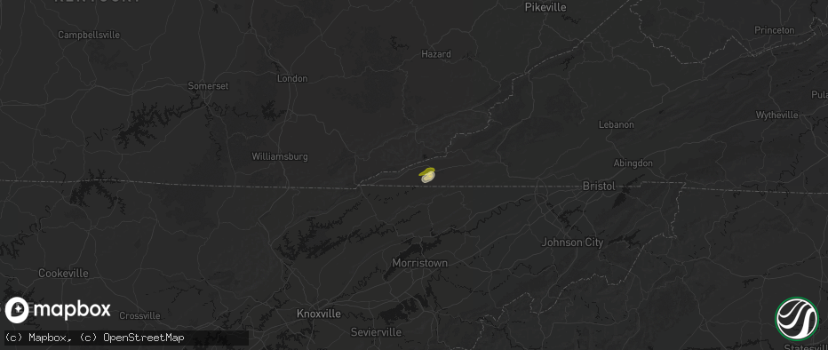 Hail map in Rose Hill, VA on July 6, 2026