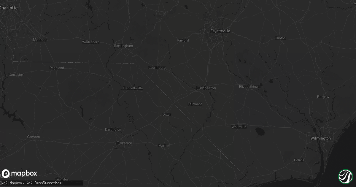 Hail map in Rowland, NC on July 6, 2026