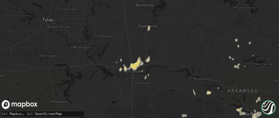 Hail map in Rudy, AR on July 6, 2026