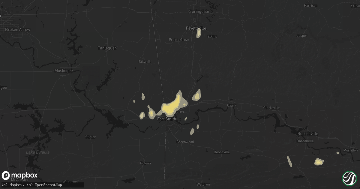 Hail map in Rudy, AR on July 6, 2026
