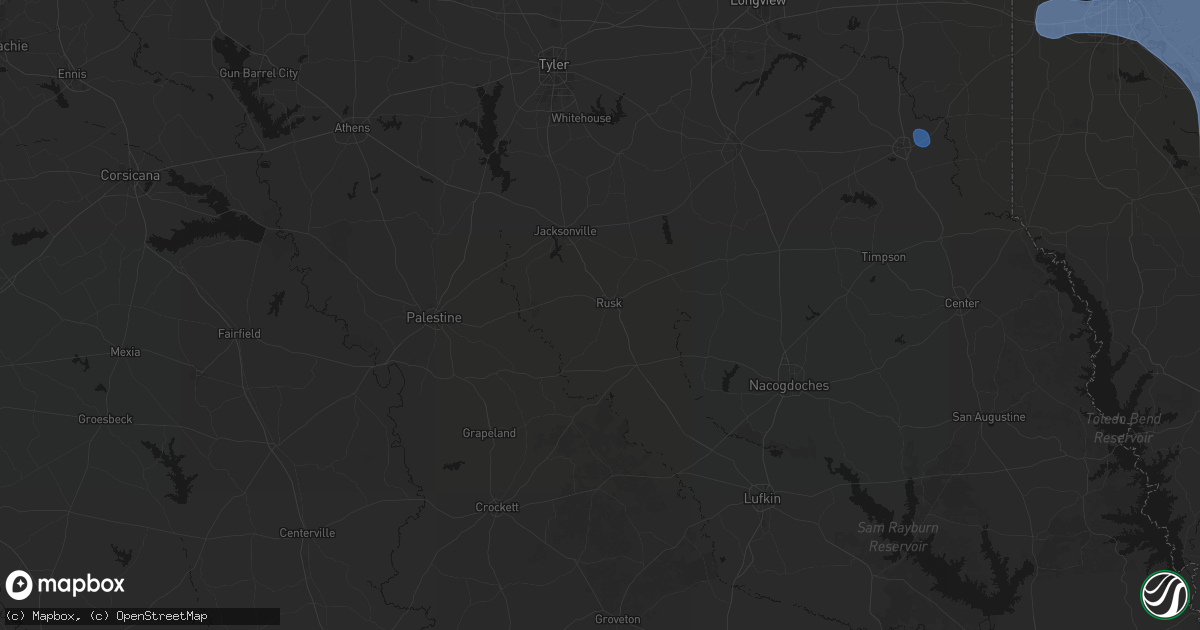 Hail map in Rusk, TX on July 6, 2026